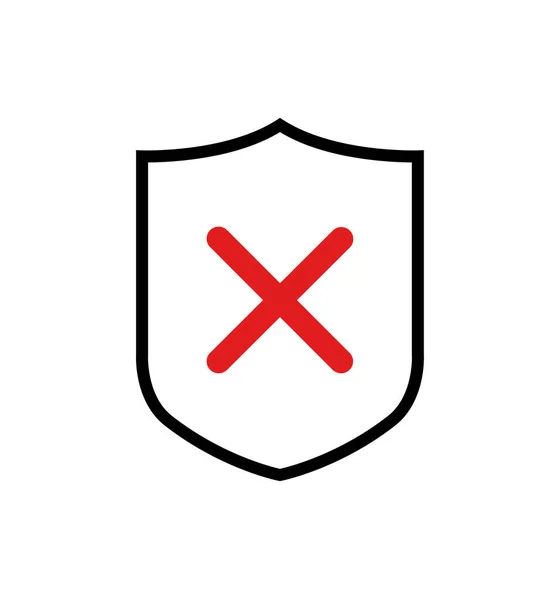Ícone do vetor do protetor com símbolo transversal, proteção do sinal da segurança do conceito, ilustração do sinal isolada no branco —  Vetores de Stock