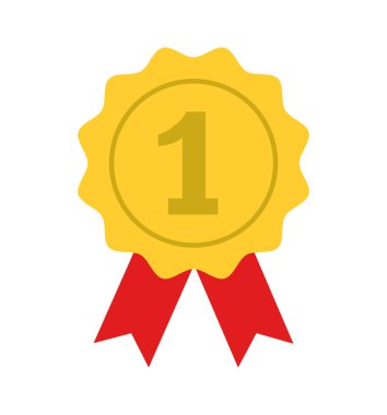 Kazanan Altın Madalya ikonu ödüllü amblem sembolü Beyaz arkaplanda izole edilmiş Vektör