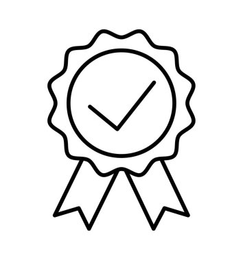 Beyaz arkaplanda izole edilmiş işaret işareti sembolü olan kazanan satır madalyası simgesi