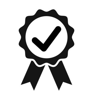 Beyaz arkaplanda işaretleme işareti sembolü olan madalya simgesi Vektörü izole