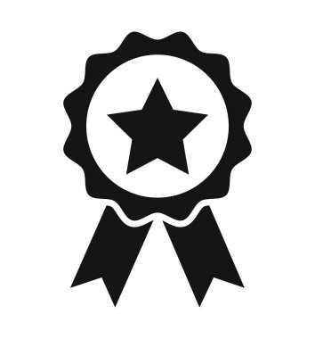 Beyaz arkaplanda siyah madalya ikonu ödül amblemi vektörü izole