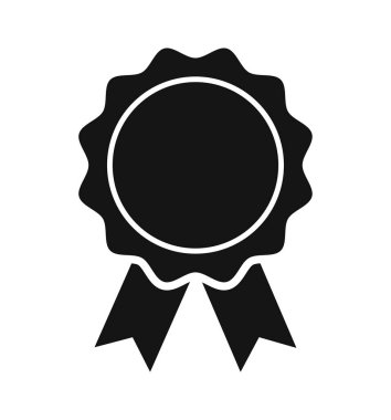 Beyaz arkaplanda siyah madalya ikonu ödül amblemi vektörü izole