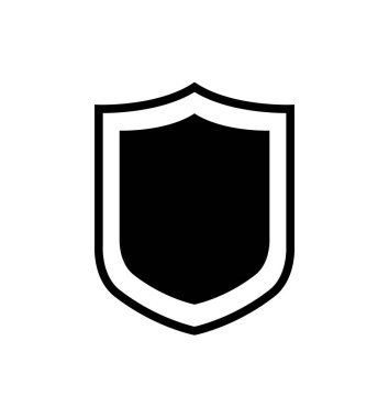 Beyaz arkaplanda kalkan simgesi vektörü izole edildi