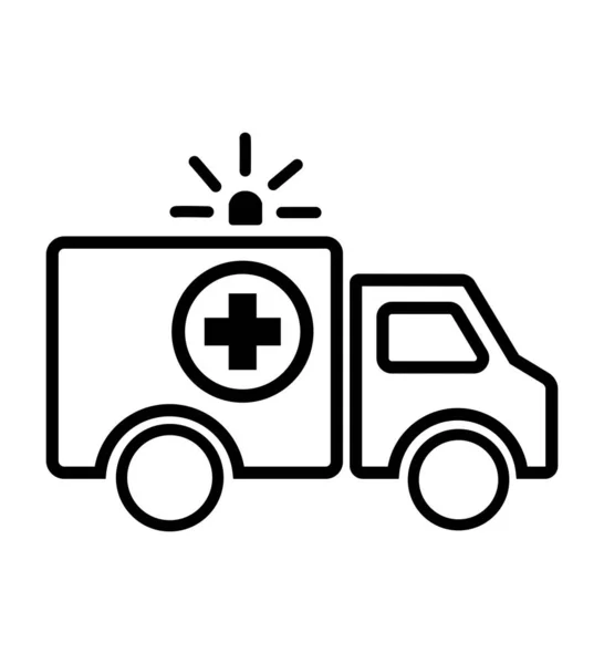 Icono de coche de línea de ambulancia aislado en la ilustración del vector blanco — Archivo Imágenes Vectoriales