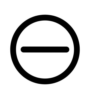 Eksi işaret simgesi negatif sembol, beyaz üzerinde izole edilmiş daire vektör ilüstrasyonunu yakınlaştır