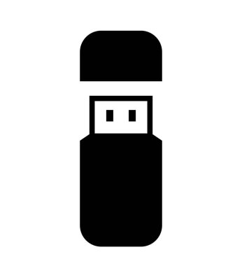 Beyaz üzerinde izole edilmiş Usb flash disk simgesi vektör çizimi