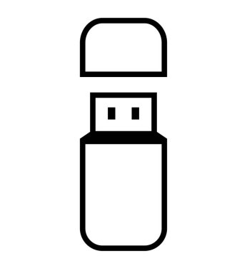 Beyaz üzerinde izole edilmiş Usb flash disk çizgisi simge vektör çizimi