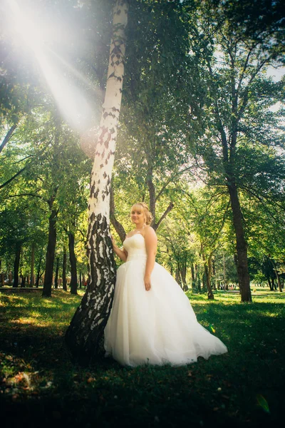 Sposa sullo sfondo della foresta — Foto Stock