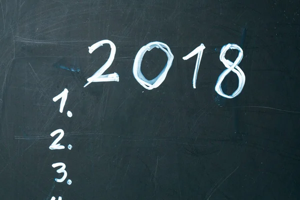 Inscription 2018 do it list drawn with chalk on a school blackboard dark — Stock Photo, Image