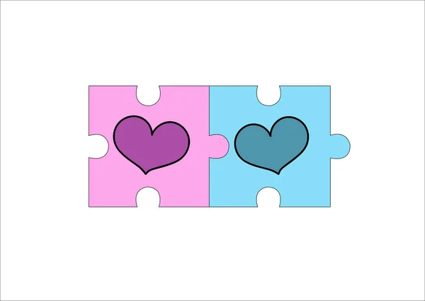 Puzzle amore cuore metà su uno sfondo bianco — Vettoriale Stock