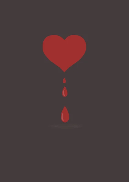 Symbole de coeur rouge vecteur sur fond sombre — Image vectorielle