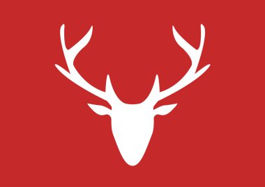 Beyaz zemin üzerinde bir mavi siluet geyik