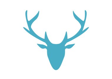 One blue silhouette deer on white background clipart