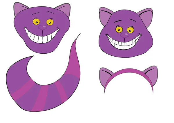 Cheshire Cat. Magické zvíře s dlouhým ocasem. — Stockový vektor