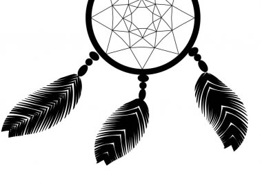 Beyaz arka plan illüstrasyon üzerinde karanlık dreamcatcher