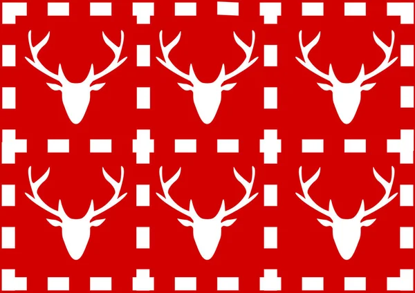 Silhouette tête de cerf blanc sur fond rouge — Image vectorielle