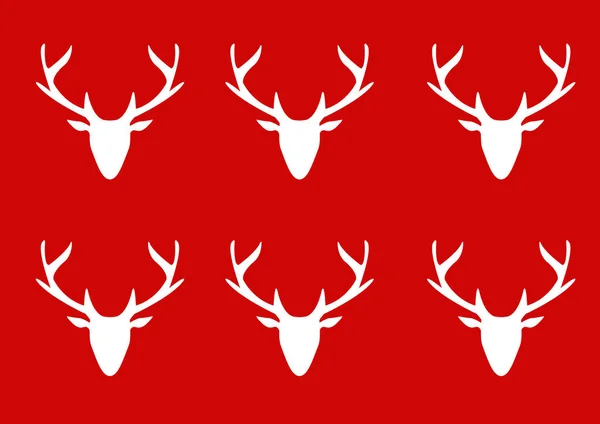 Silhouette tête de cerf blanc sur fond rouge — Image vectorielle