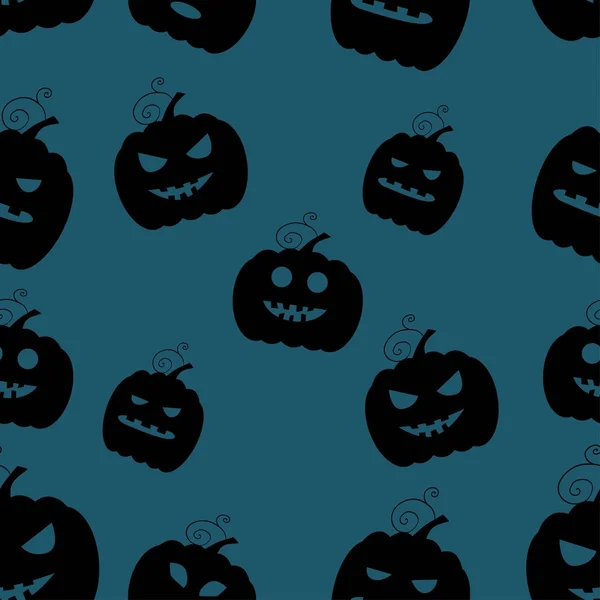Sömlös Halloween mönster med pumpor på färgbakgrund. — Stock vektor