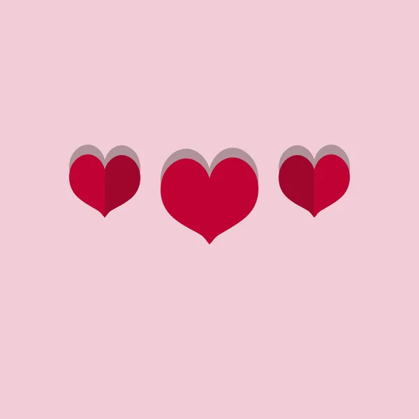 Corações de duas cores do Dia dos Namorados em um fundo rosa —  Vetores de Stock