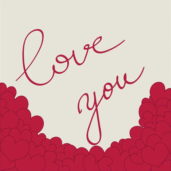 Red lettering I Love You on red background — Stock Vector