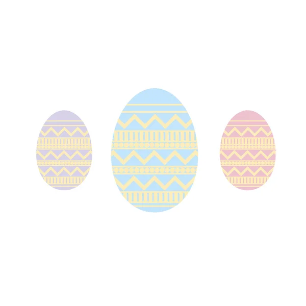Набор пасхальных яиц на желтом фоне — стоковый вектор