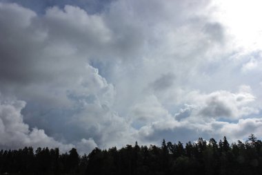 Yaz gökyüzü manzara ağaçlar ile