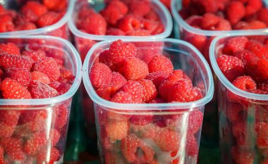 Satılık konteyner içinde ahududu.