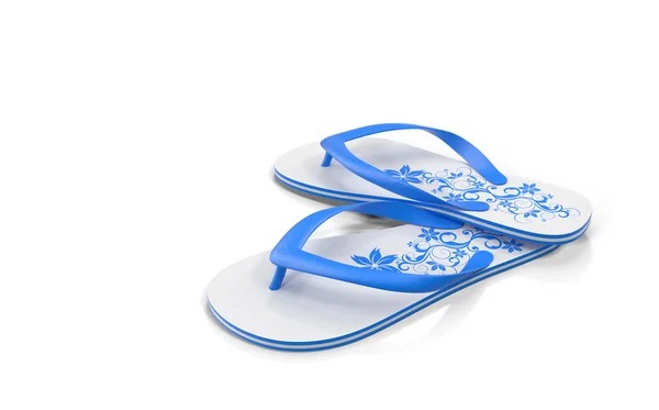Slippers voor het strand op een witte achtergrond. 3D-rendering — Stockfoto