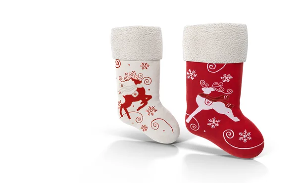Stiefel des Weihnachtsmannes. 3D-Darstellung. — Stockfoto