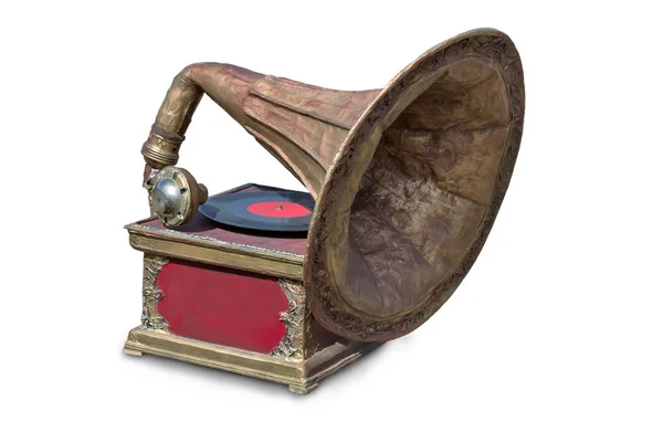 Vintage gramophone on white background.. — Stock Photo, Image