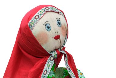 Orijinal oyuncak: bebek beyaz bir arka plan üzerinde.