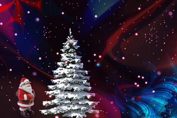 Weihnachten Hintergrund: Weihnachtsbaum und Weihnachtsmann — Stockfoto