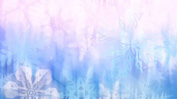 Kar taneleri ve yıldızlarla dolu renkli bir Noel arkaplanı — Stok fotoğraf