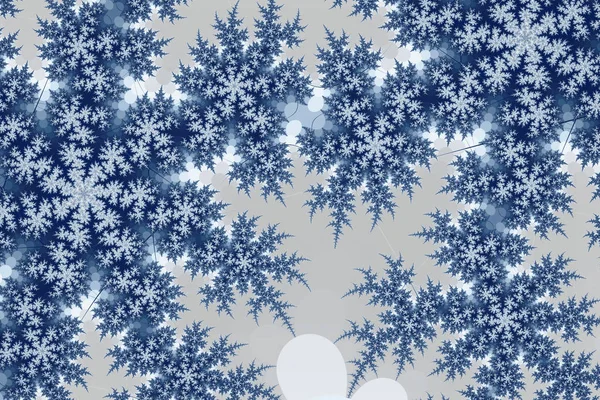 Fraktálový Obraz Snowflake Fraktální Linky Tvoří Krásný Vzor Modré Vločky — Stock fotografie