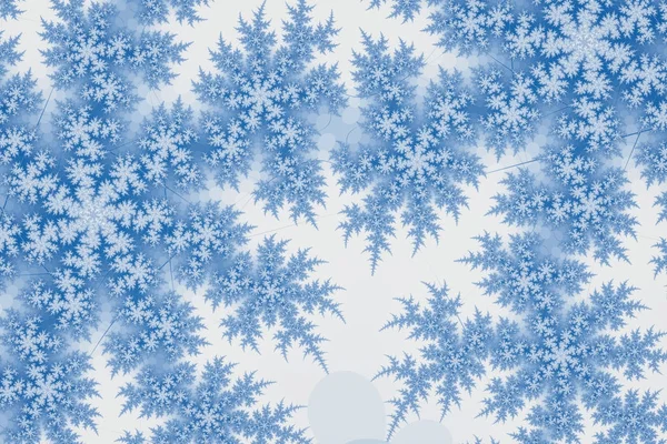 雪花的分形图像 分形线形成美丽的蓝色雪花图案 — 图库照片