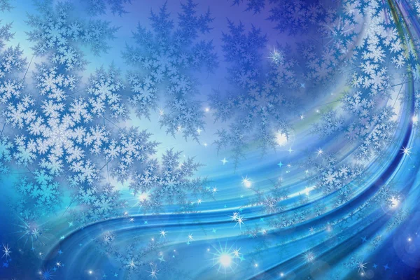 Hermoso Fondo Azul Rosa Navidad Copos Nieve Estrellas Luces — Foto de Stock