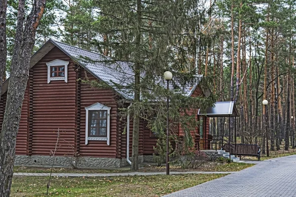 Un petit chalet dans une zone boisée. — Photo