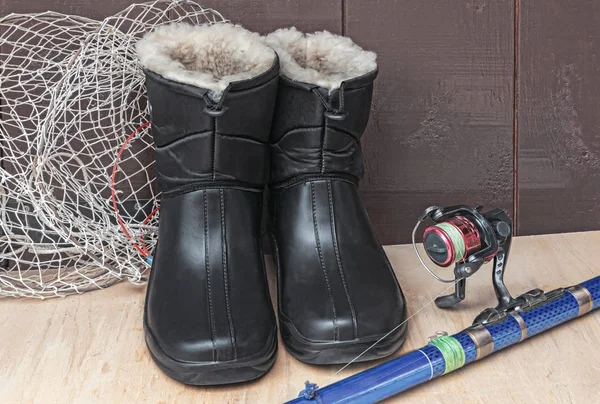 Shoes and items for fishing. — Stock Photo, Image