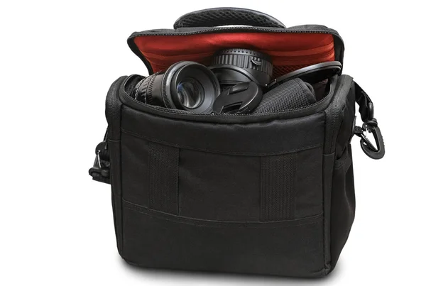 Bag for camera and accessories on a white background. — Stock Photo, Image
