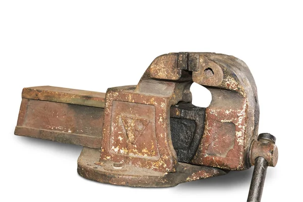 Vintage vise for benchwork på hvit bakgrunn . – stockfoto