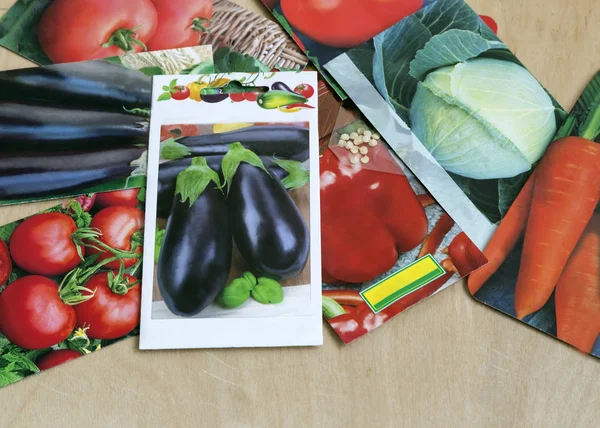 Vegetabiliska frön i små paket. — Stockfoto