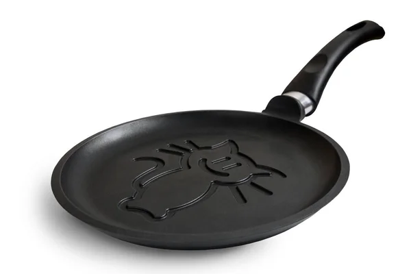 Comfortable Cast Iron Pan Ceramic Coating Make Pancakes Presented White Royalty Free Stock Images