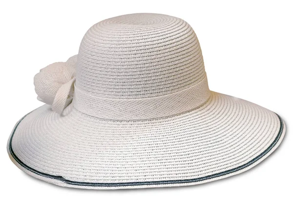 Sombrero Verano Mujer Con Ala Grande Decorado Con Lazo Para —  Fotos de Stock