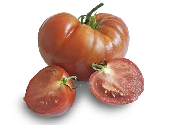 Beyaz arka planda olgun domatesler. — Stok fotoğraf