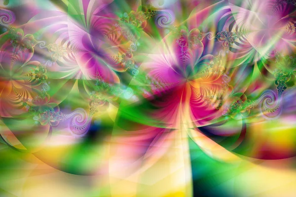 Güzel renkli çizimi fraktal yapıları gösteren resim.