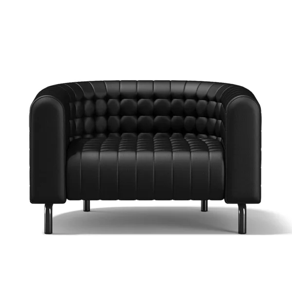 Innenraum: kleines modernes schwarzes Sofa. 3D-Darstellung. — Stockfoto