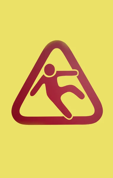 Señal Advertencia Que Los Peatones Pueden Caer Sobre Una Superficie —  Fotos de Stock