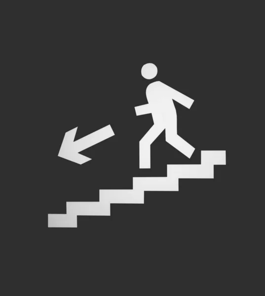 Sinal que indica o movimento das pessoas nas escadas — Fotografia de Stock
