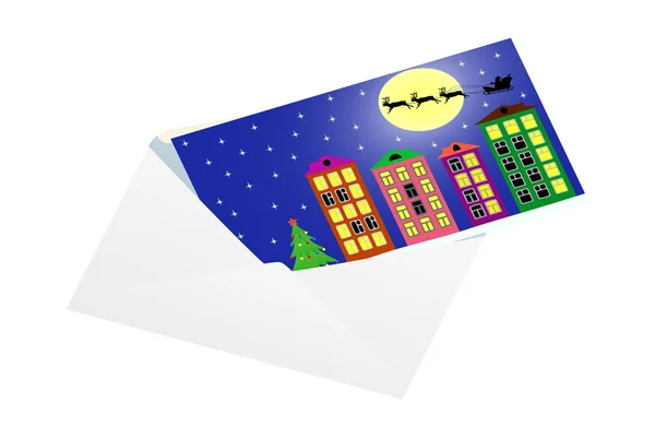 Kerstkaart in een envelop. — Stockvector