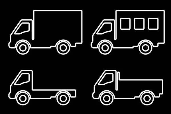 Zestaw sylwetek samochodów ciężarowych. — Wektor stockowy